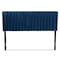 Baxton Studio Emile ModernNavy Blue Velvet Upholstered and Dark Brown Finished Wood Headboard-Full 200-12401-ZORO - alternate 5